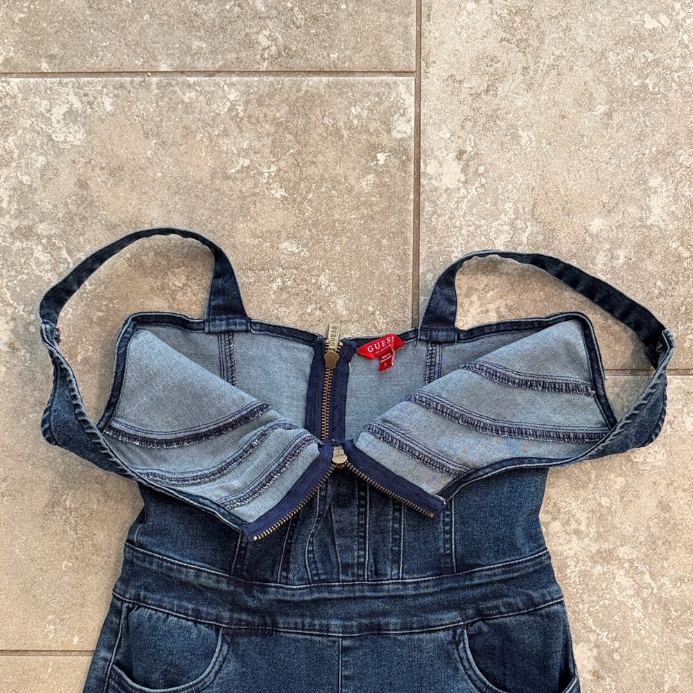 NWOT- Dark Blue Denim Women's Jumpsuit Overalls Size Small - Picture 2 of 3